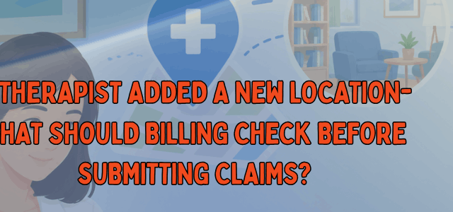 A Therapist Added a New Location—What Should Billing Check Before Submitting Claims