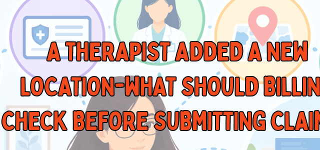 A Therapist Added a New Location—What Should Billing Check Before Submitting Claims